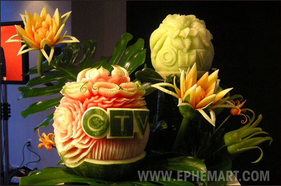 fruit carving and sculpting at CTV programming launch