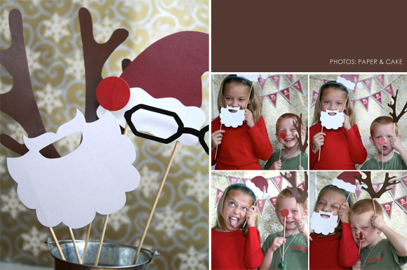 Printable Holiday Photo Booth Accessories by Paper and Cake on etsy