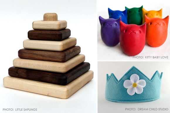 christmas gift ideas for kids :: stacking blocks :: crayons :: felt crown