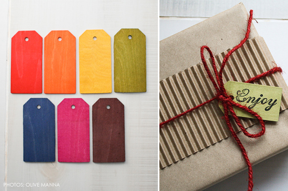Olive Manna wooden gift tags :: stamps