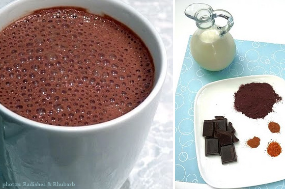 spicy hot chocolate recipe by radishes and rhubarb