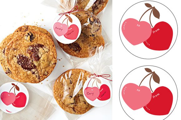 cherry-heart printable gift tags