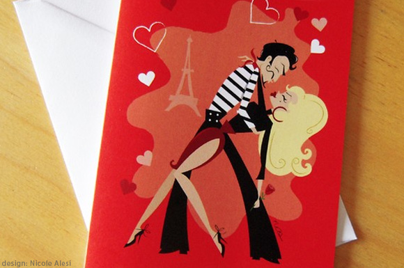 parisian kiss valentine card by Nicole Alesi