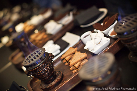 s'mores station at a wedding reception