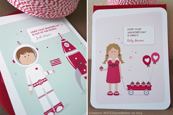 personalized valentine cards by NOTESbyredletter on etsy