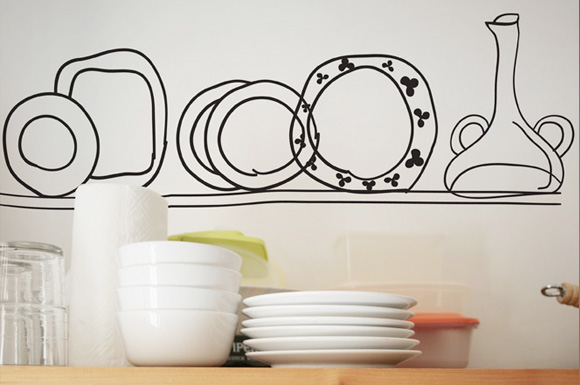dishes by wall decals