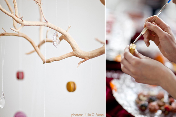 crystal and macaron tree :: gold powder food painting