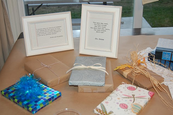 book exchange party table decor