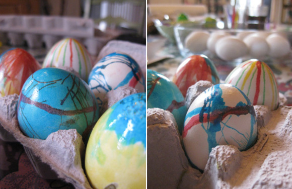 blow painted easter eggs