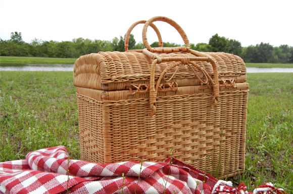 picnic basket vintage woven wicker etsy