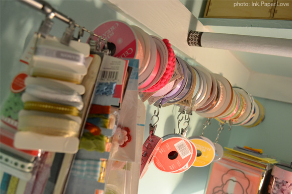 curtain wire ribbon storage :: as seen on ink.paper.love