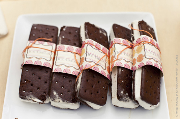 ice cream party sandwiches wrap paper shower