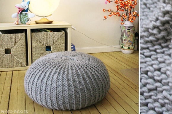 DIY knitted pouf