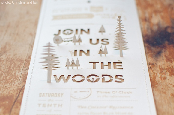 laser-cut rustic organic wedding invitation