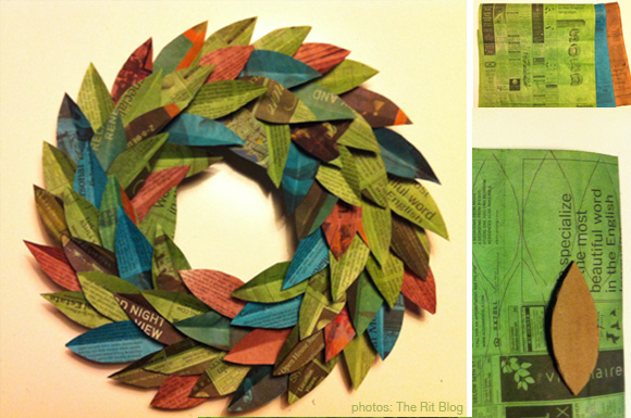 recycled newspaper Laurel Leaf Wreath