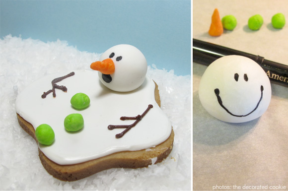melting snowman cookie by the decorated cookie blog