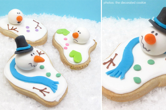 melting snowman cookies by the decorated cookie blog