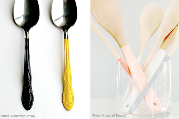 paint dip utensils kitchen diy