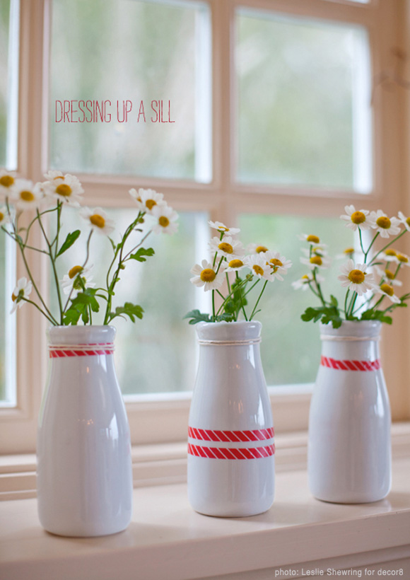 washi tapes on flower vases