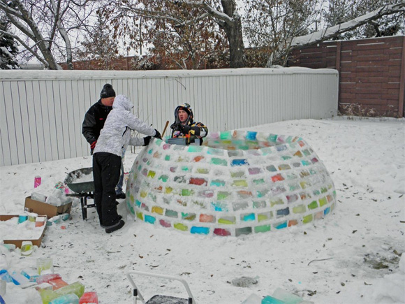 making of coloured brick igloo